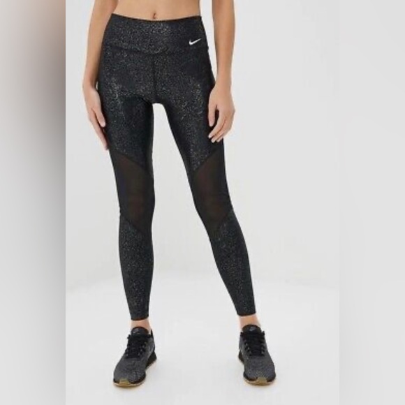 Nike Dri-Fit Mesh Power Victory Black Leggings Medium - Picture 2 of 3